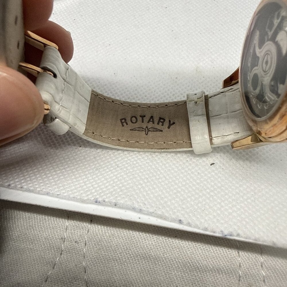 Ladies Rotary Diamond Watch RLS00029/41 Rose Gold Plated White Leather Swiss - Picture 9 of 10